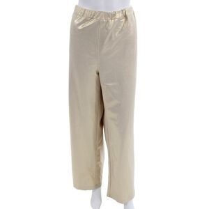 Aexae Womens Textured Elastic Waistband Drawstring Pants Gold Tone Size M